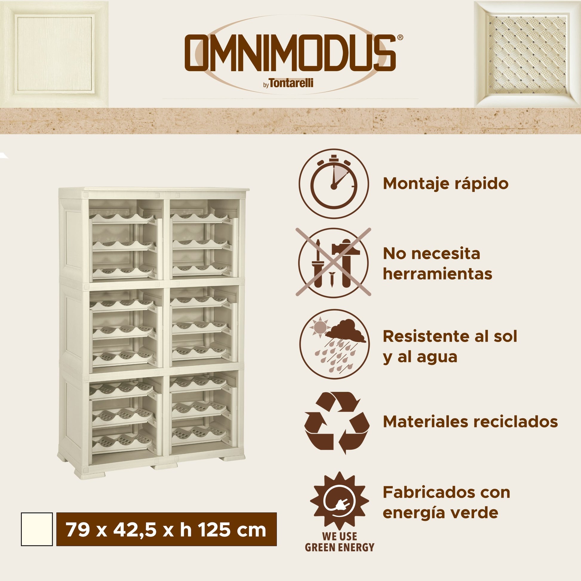 6 Estantería De Almacenamiento Modular Con Estante Para 72 Botellas Gris_1