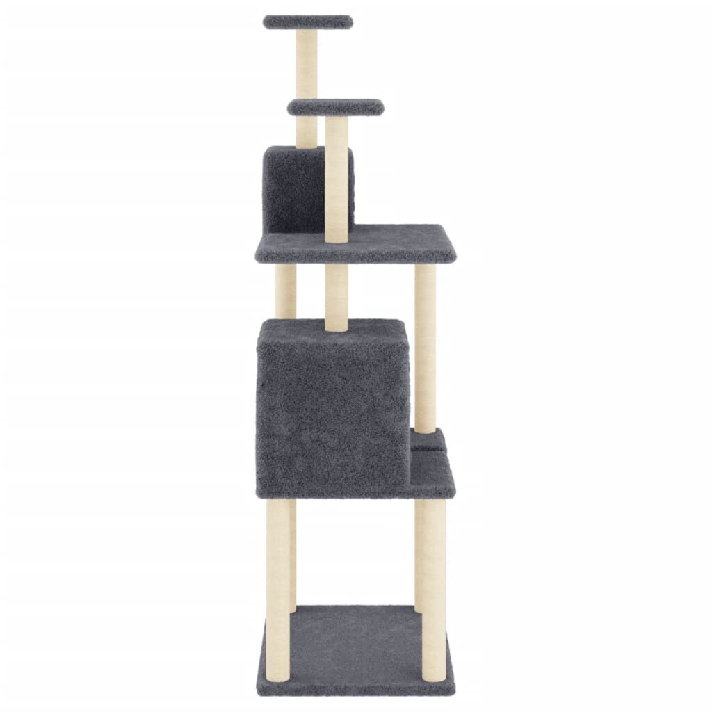 Vidaxl Rascador Para Gatos Con Postes De Sisal Gris Oscuro 167 Cm_3