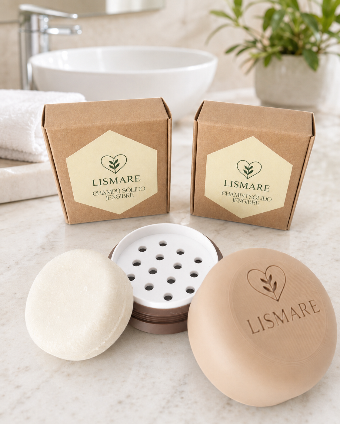 Pack 2 champú sólidos de jengibre 75 g + jabonera Lismare de regalo - Cuero cabelludo seco y débil. Ideal gimnasio._5