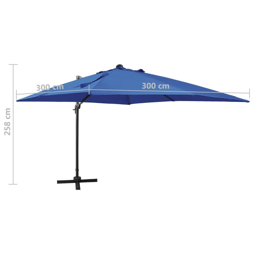 Vidaxl Sombrilla Jardín Voladiza Palo Y Luces Led Azul Celeste 300 Cm_2