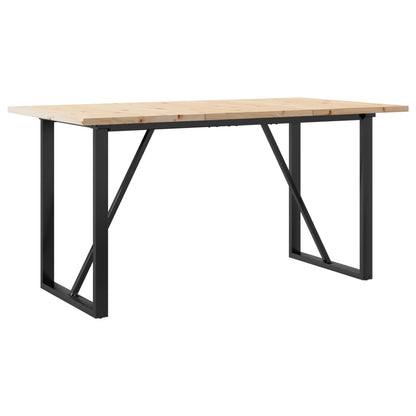 Mesa De Comedor Marco O Madera Maciza Pino Acero 140x80x75,5 Cm_0