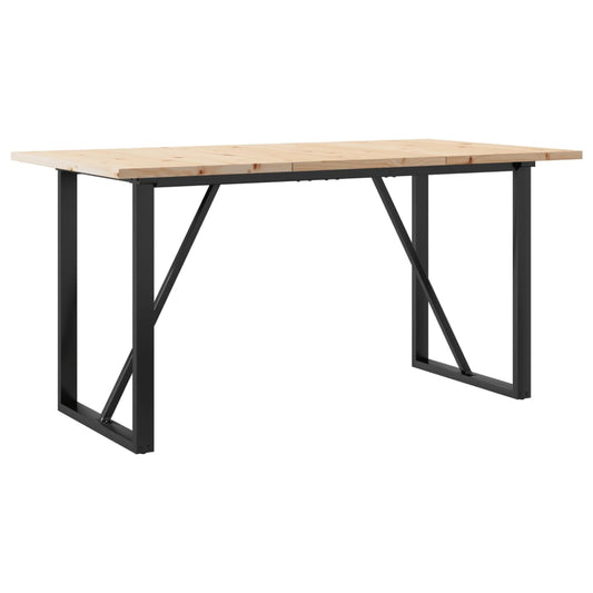 Mesa De Comedor Marco O Madera Maciza Pino Acero 140x80x75,5 Cm_0