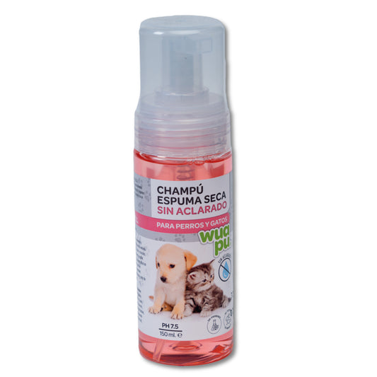 Champú Wuapu Espuma Seca Perros Y Gatos, No Necesita Aclarado. Sin Parabenos Ph 7,5. Envase 150ml