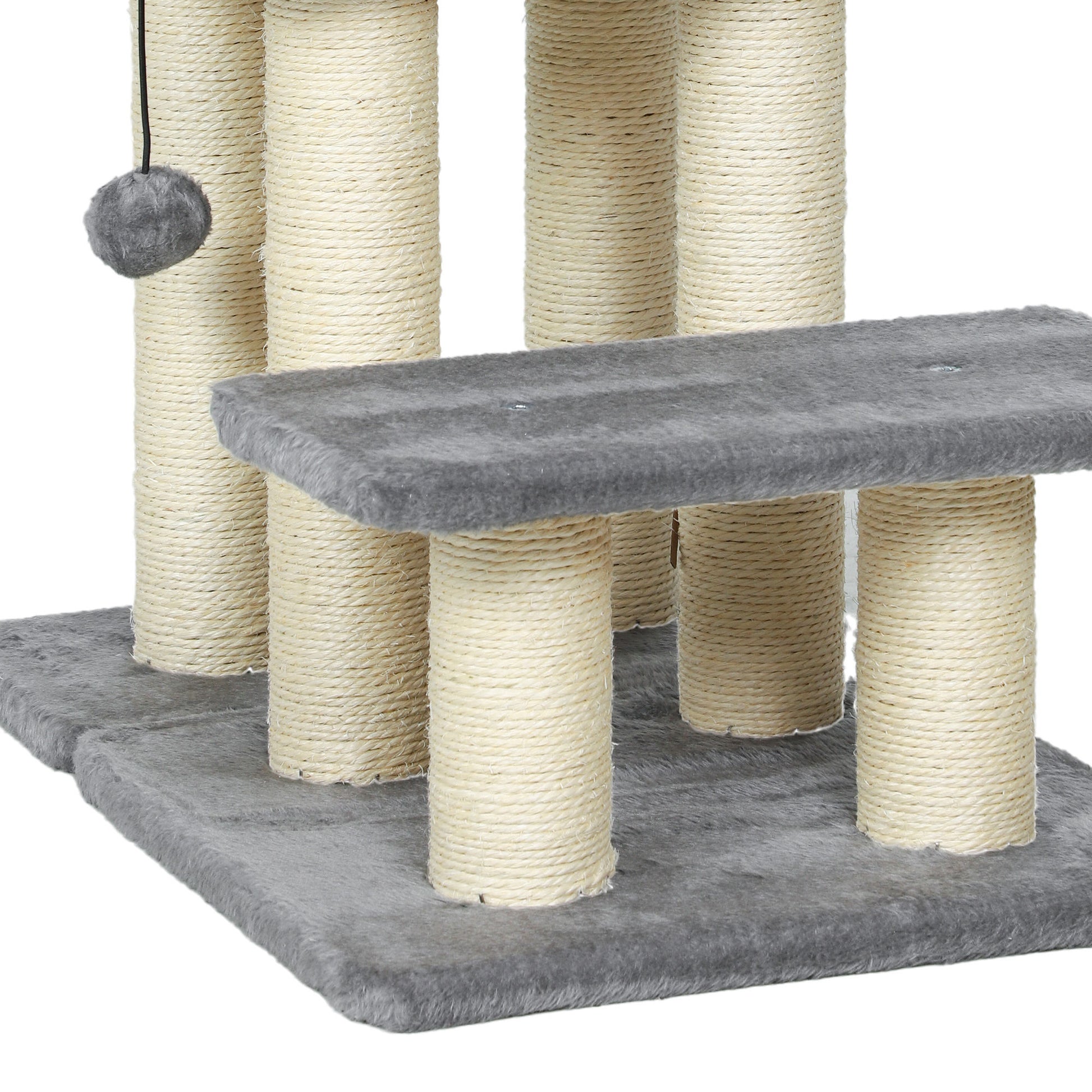 Pawhut Escalera Para Gatos De 3 Peldaños 52x34,5x54 Cm Gris_4