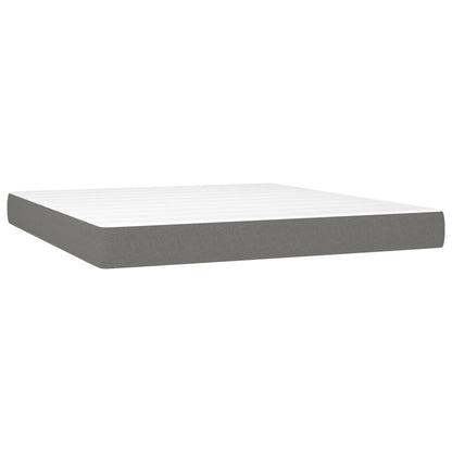 Cama Box Spring Colchón Y Luces Led Tela Gris Oscuro 180x200 Cm / Vetonek_4