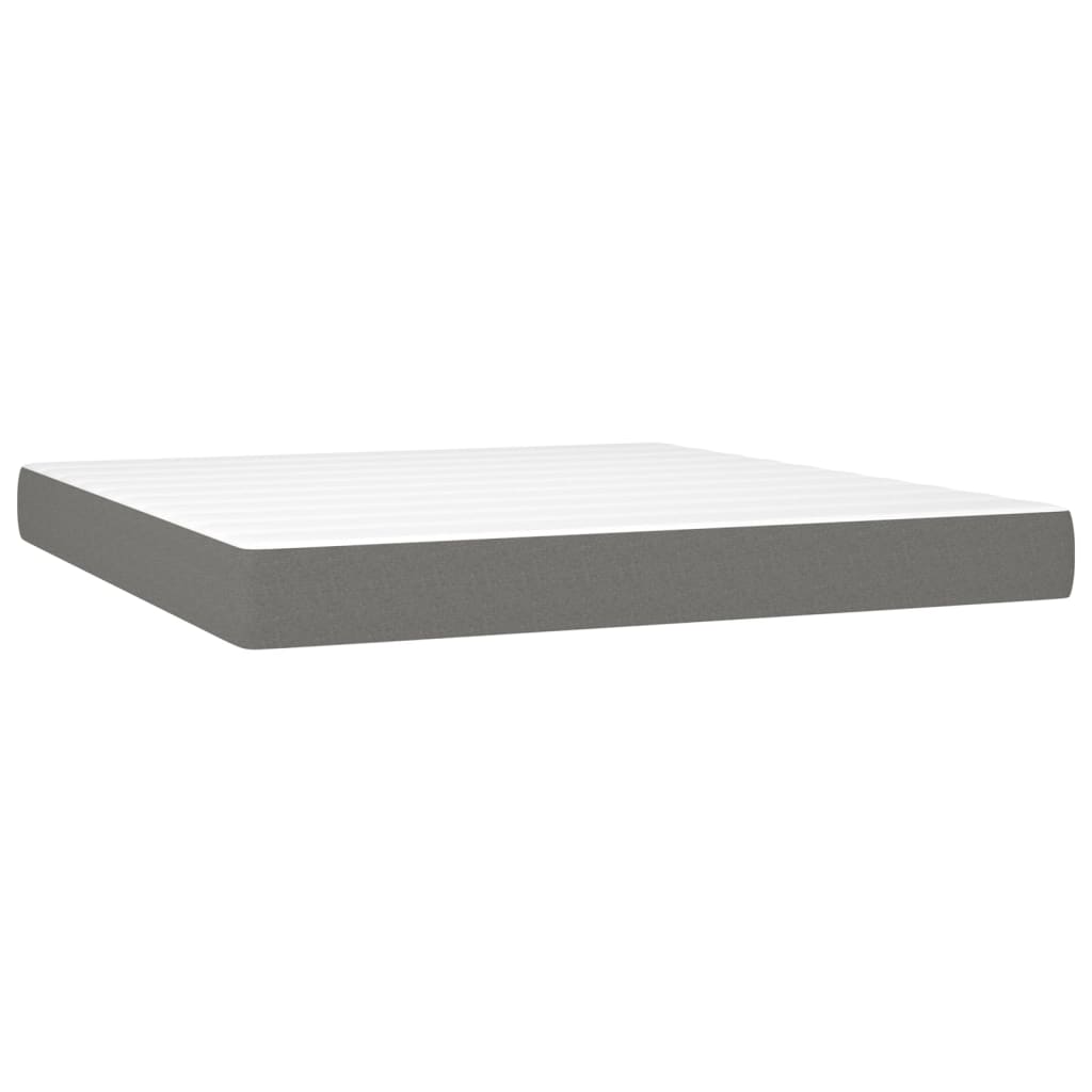 Cama Box Spring Colchón Y Luces Led Tela Gris Oscuro 180x200 Cm / Vetonek_4