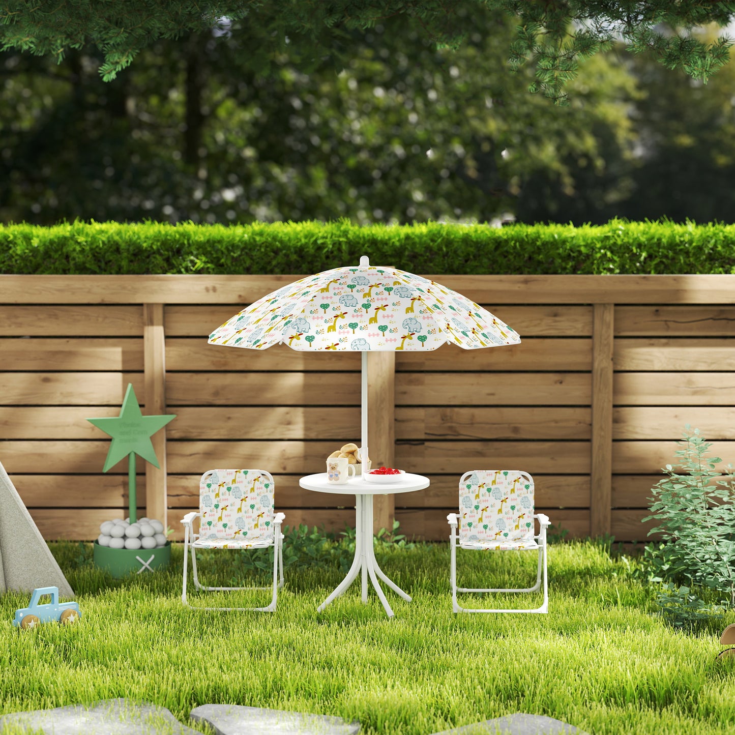 Aiyaplay Conjunto De Mesa Y Sillas Infantil De Jardín De 4 Piezas Blanco_4