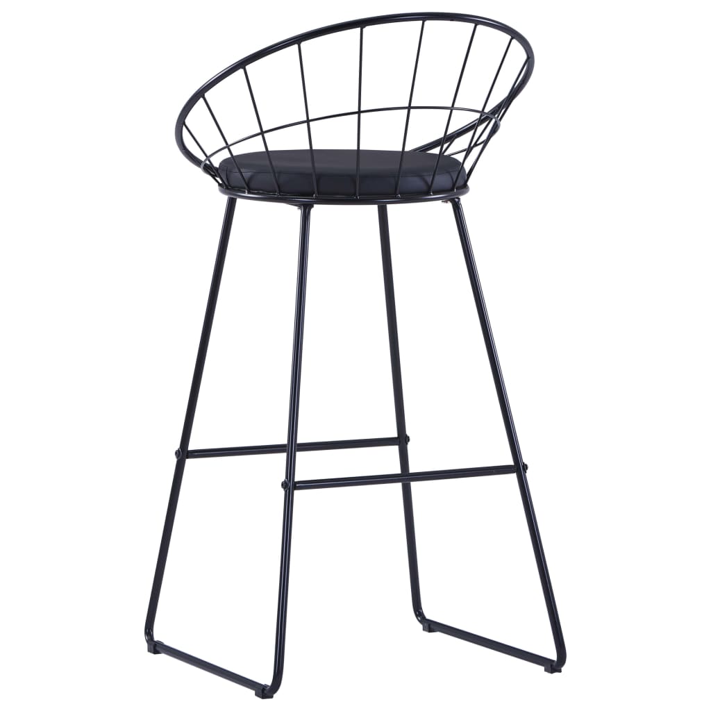 Taburete De Barra De Cocina 2 Unidades Cuero Sintético Negro_3