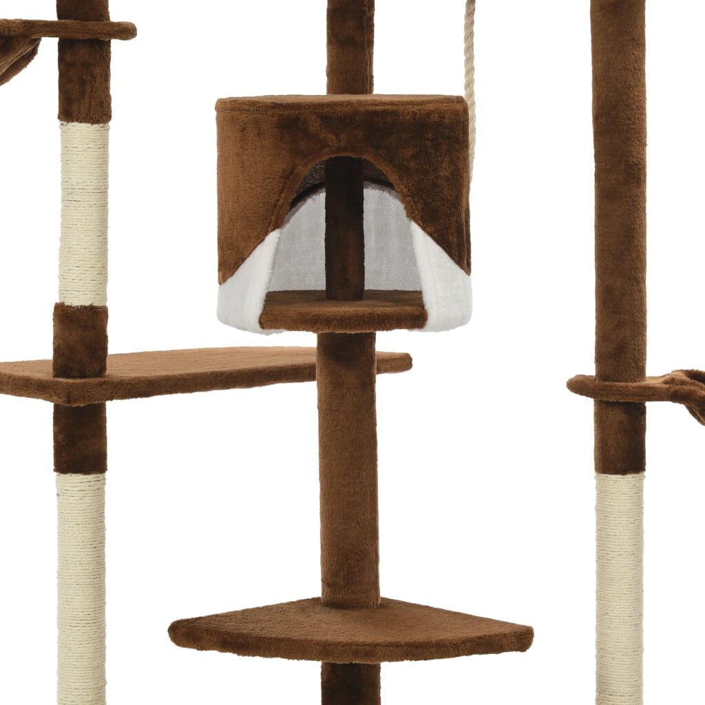 Vidaxl Rascador Para Gatos Con Poste De Sisal Marrón Y Blanco 203 Cm_4
