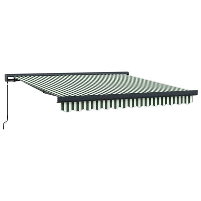 Toldo Retráctil Verde Y Blanco 350 X 250 Cm Lona Y Aluminio_0