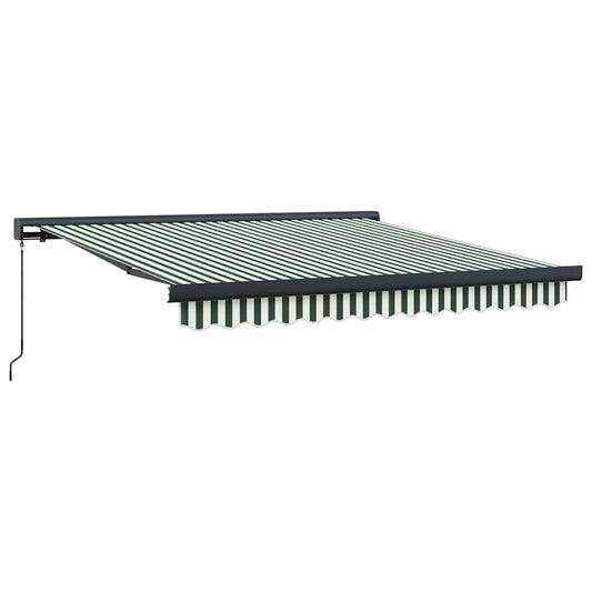 Toldo Retráctil Verde Y Blanco 350 X 250 Cm Lona Y Aluminio_0