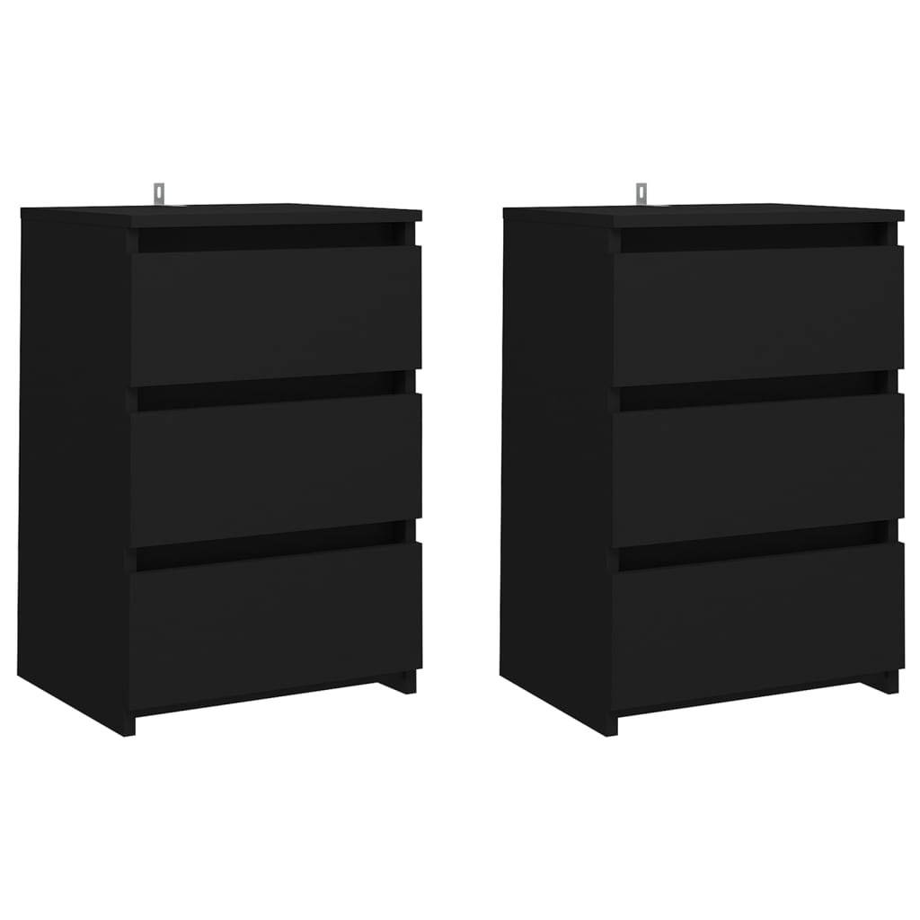 Mesitas De Noche 2 Uds Madera De Ingeniería Negro 40x35x62,5cm_0