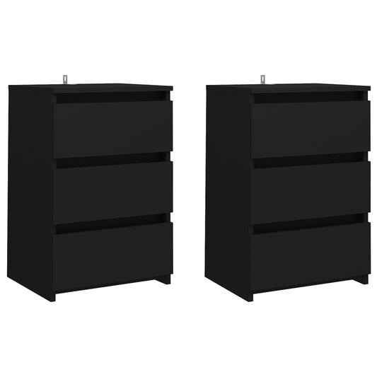Mesitas De Noche 2 Uds Madera De Ingeniería Negro 40x35x62,5cm_0