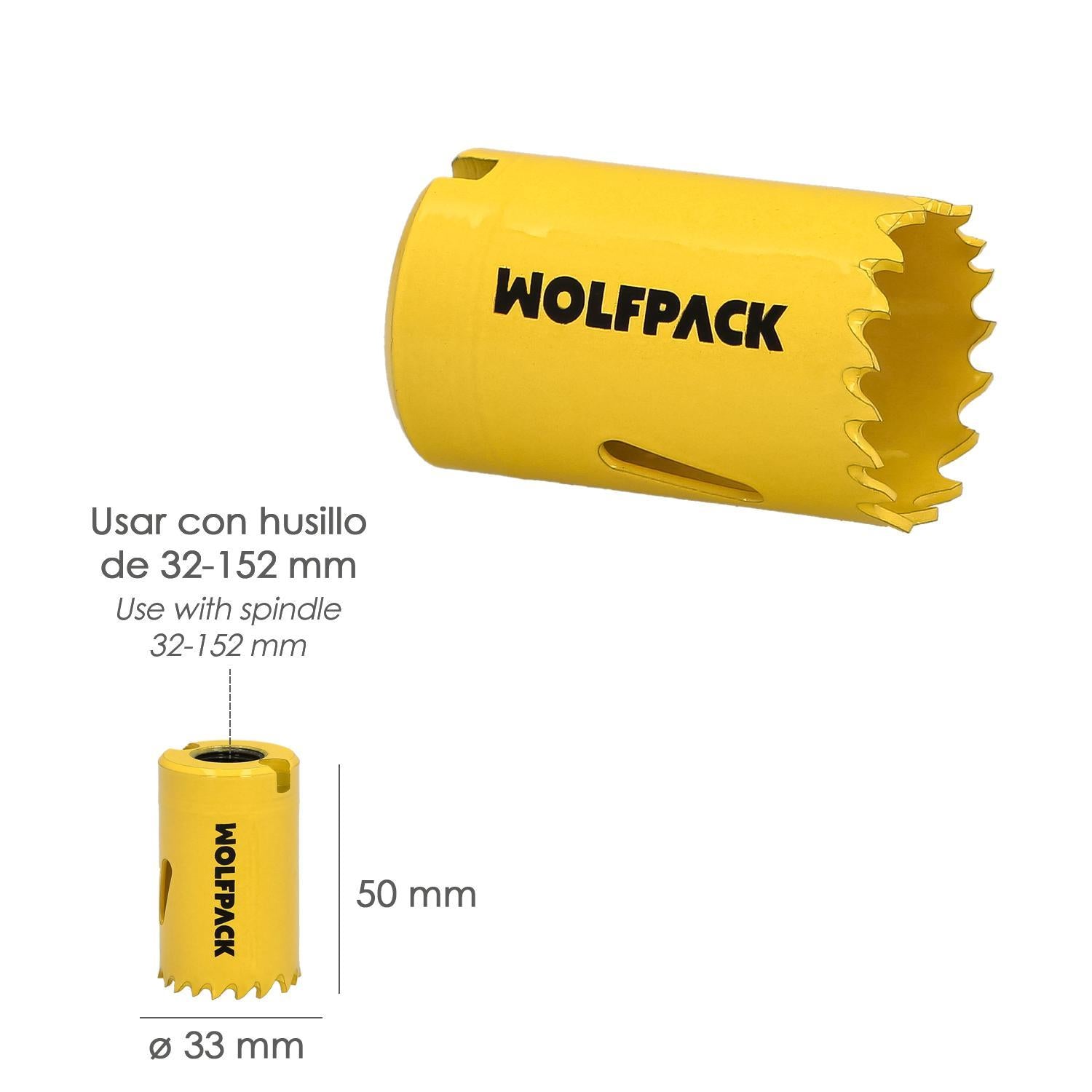 Corona Sierra Bimetal Ø 33 Mm. Templado Termico, Base Reforzada. Corona Madera, Broca Agujeros Madera, Acero, Hierro, Plasticos