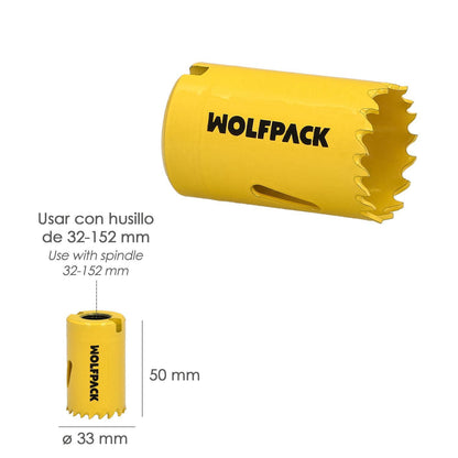 Corona Sierra Bimetal Ø 33 Mm. Templado Termico, Base Reforzada. Corona Madera, Broca Agujeros Madera, Acero, Hierro, Plasticos