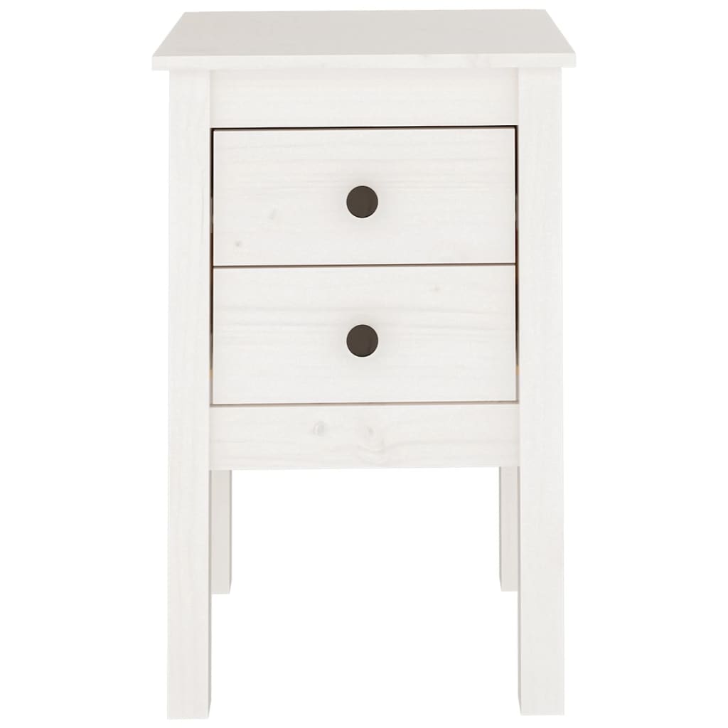 Mesitas De Noche 2 Uds Madera Maciza Pino Blanco 40x35x61,5 Cm_4