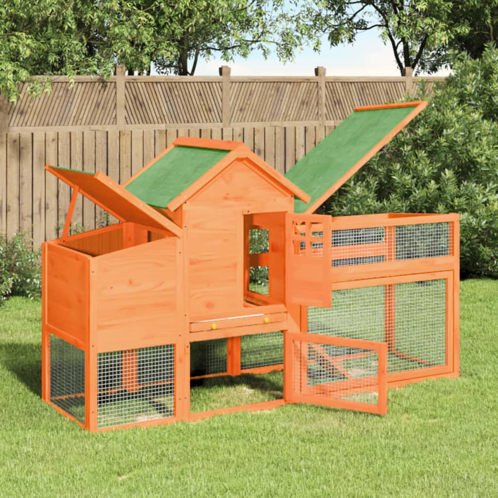 Vidaxl Gallinero Madera Maciza De Pino Marrón 186,5x58,5x113 Cm_1