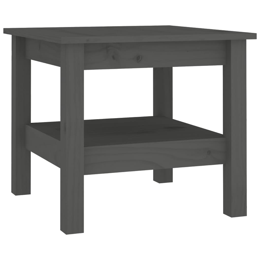 Mesa De Centro De Madera Maciza De Pino Gris 45x45x40 Cm_0