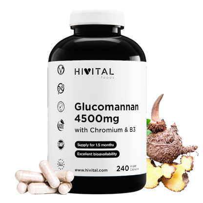 Glucomanano 4500 mg Hivital 240 cápsulas veganas