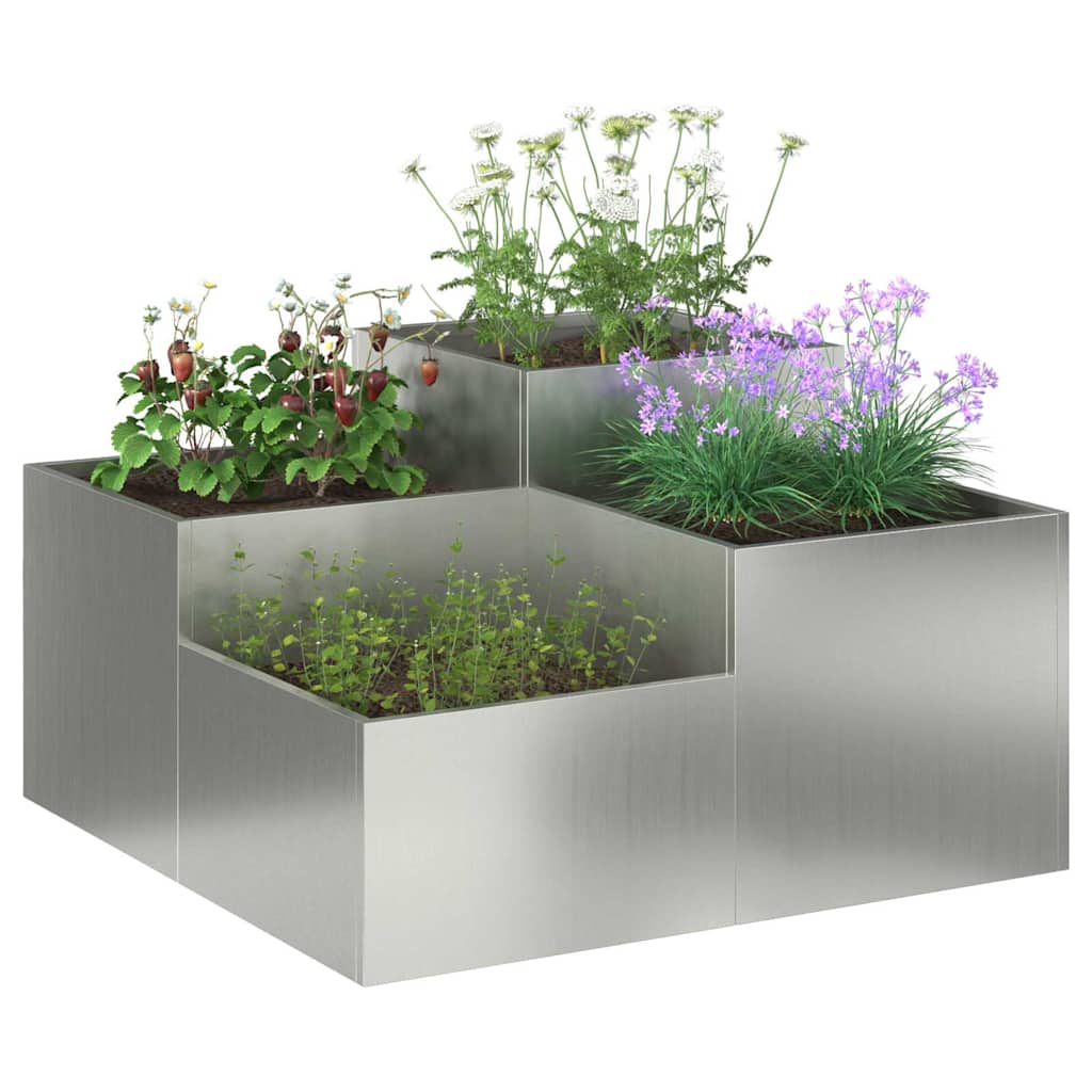 Maceta Para Jardín Plateado 80 X 80 X 48 Cm Acero Galvanizado_2