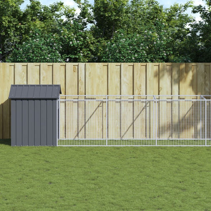 Vidaxl Caseta Perros Con Tejado Acero Galvanizado Gris 117x1017x123 Cm_1
