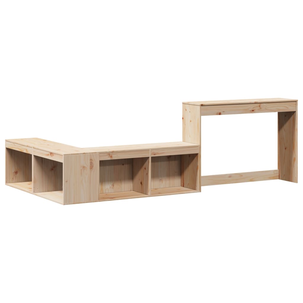Mueble Con Escritorio Madera Maciza Pino 222x107x75 Cm_1