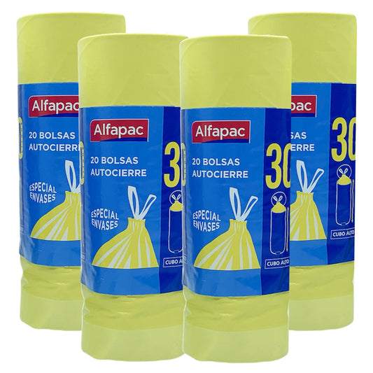 4 Rollos De 20 Bolsas De Basura Con Autocierre 30 L