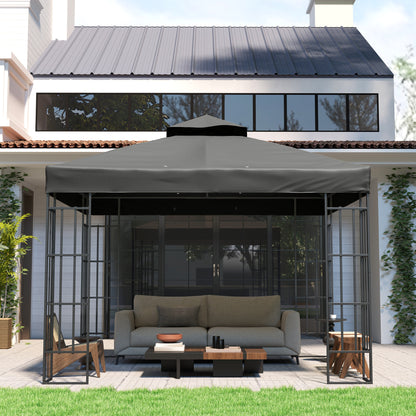 Outsunny Techo De Repuesto Para Cenador 3x3 M Con Techo Doble Anti-uv Gris_3