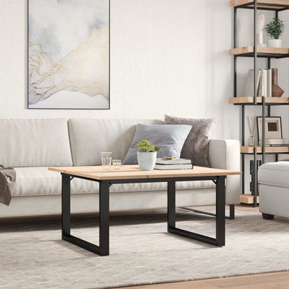 Mesa De Centro Marco O Madera Maciza Pino Y Acero 80x80x45 Cm_1