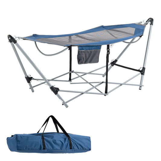Outsunny Hamaca Jardín Con Soporte Plegable Transpirable Con Bolsa De Transporte_0