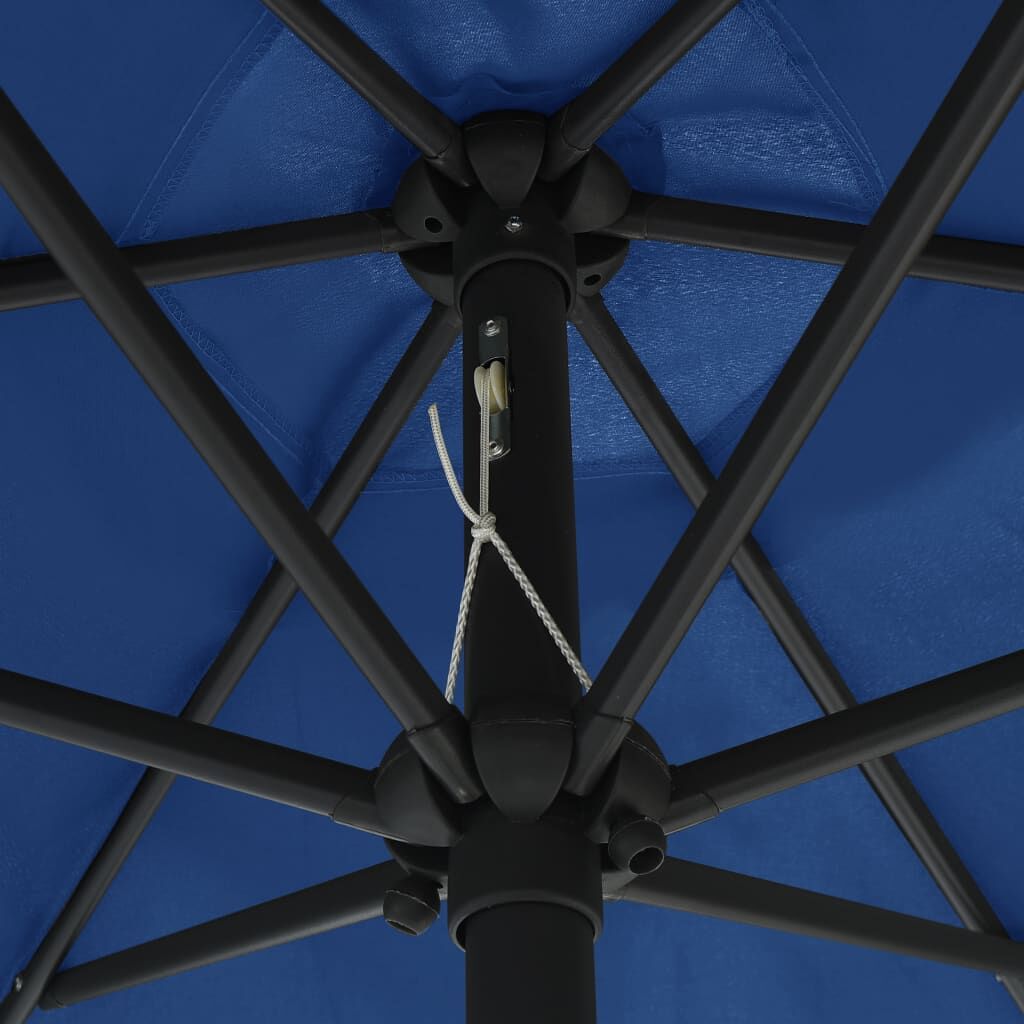 Vidaxl Sombrilla De Jardín Luces Led Palo De Aluminio Azul 270 Cm_4