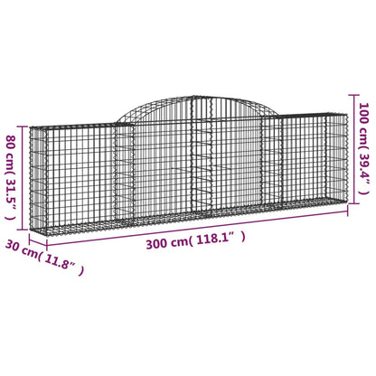 Cestas De Gaviones 6 Uds Forma De Arco Hierro 300x30x80/100 Cm_5
