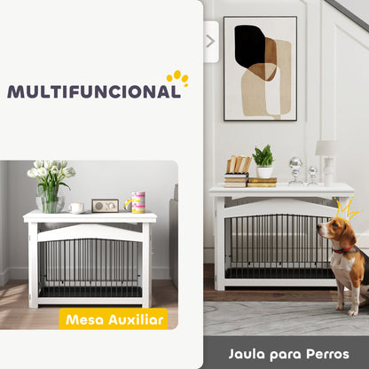 Pawhut Jaula Para Perros Medianos 3 En 1 Con Tapa Superior Desmontable Blanco_4