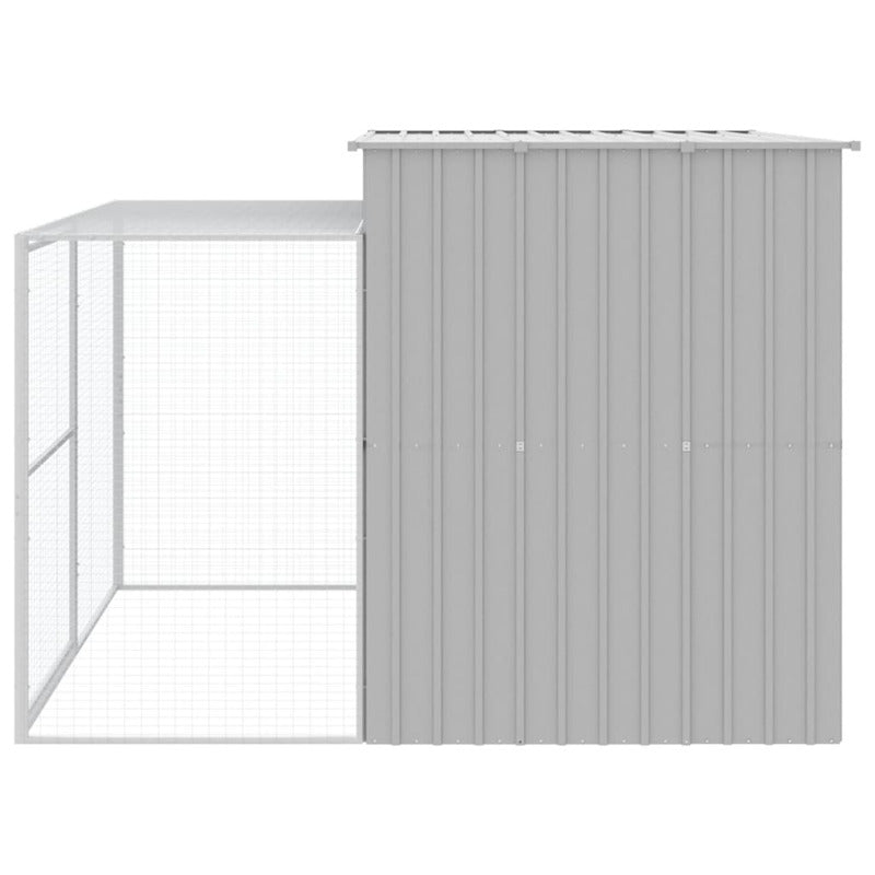 Caseta Para Perros Con Corredor Gris Claro 214x253x181 Cm Acero Galvanizado_4