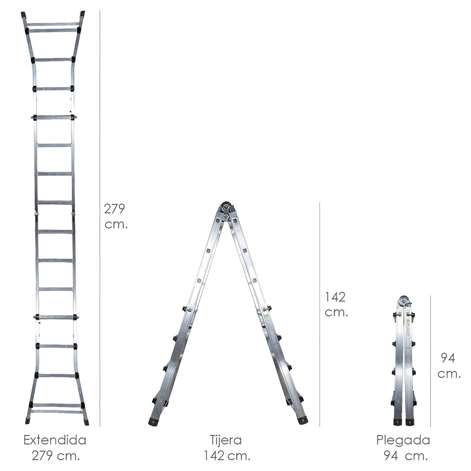 Escalera Telescópica Aluminio  3+3 Peldaños Perfil 67 Mm.