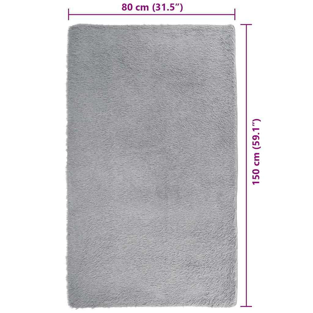 Vidaxl Alfombra De Pelo Largo Navarra Gris Plata 80x150 Cm Poliéster_2