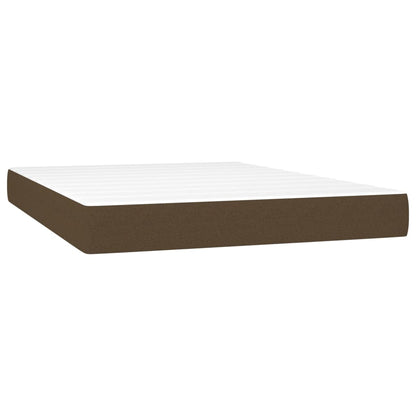 Cama Box Spring Colchón Luces Led Tela Marrón Oscuro 140x190 Cm / Vetonek_1