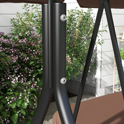 Outsunny Columpio De Jardín De 3 Plazas Con Techo Ajustable 172x110x153cm Marrón_4
