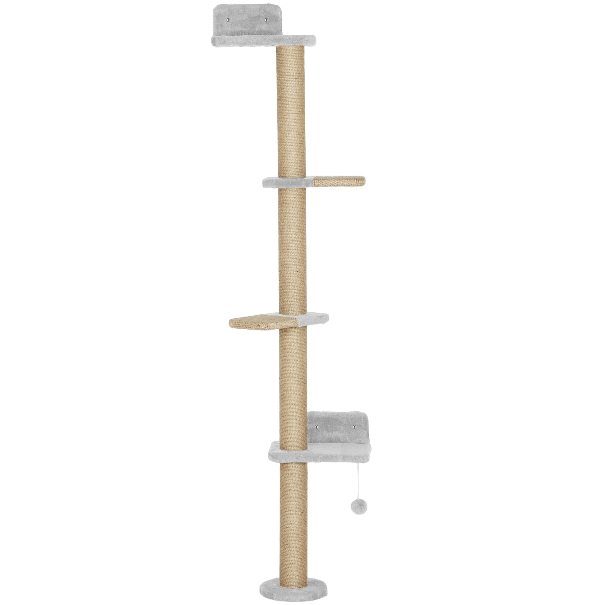 Pawhut Árbol Para Gatos De Pared De 5 Niveles 48x21x180 Cm Gris Claro_0