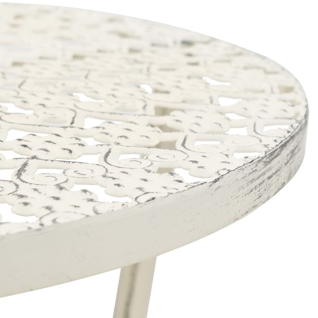 Mesa Bistró Estilo Vintage Metal Redonda 40x70 Cm Blanca_1