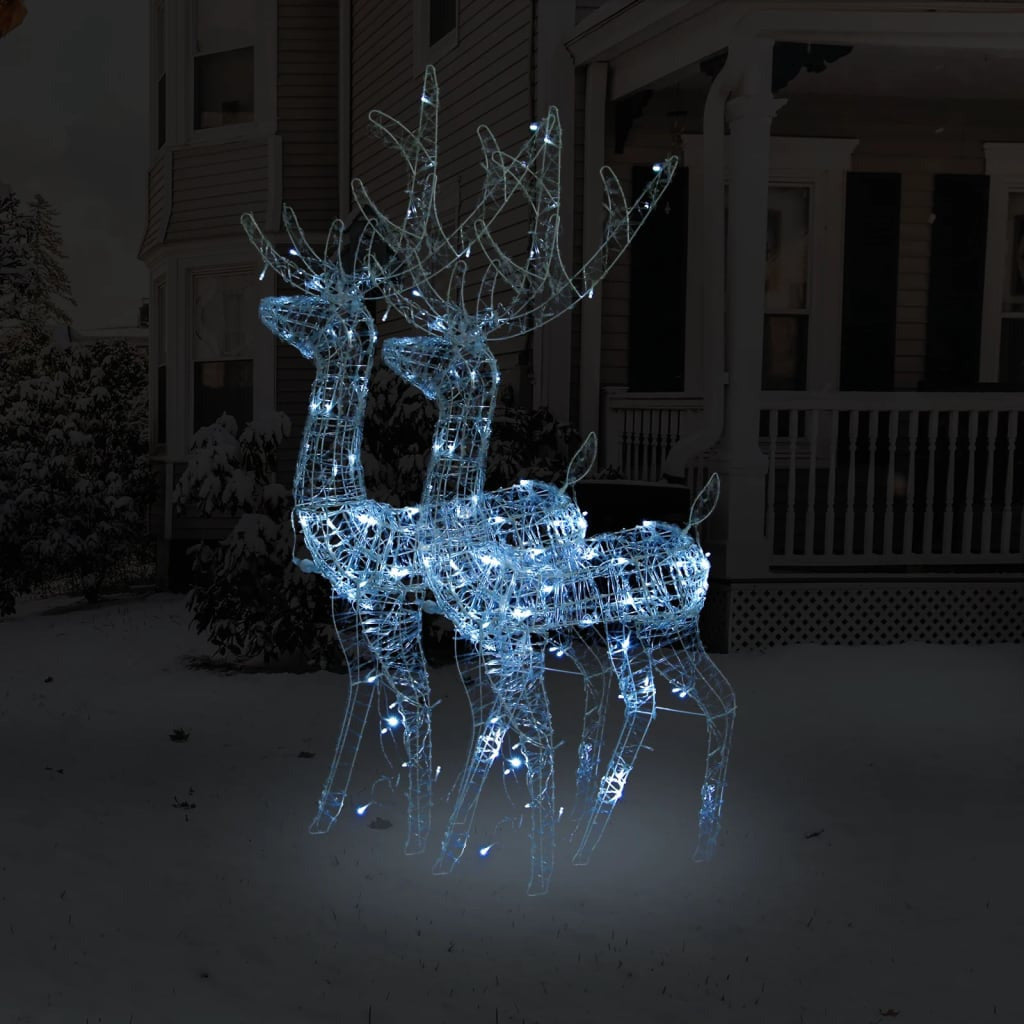 Vidaxl Adorno De Renos De Navidad Acrílico 2 Uds Blanco Frío 120 Cm_1
