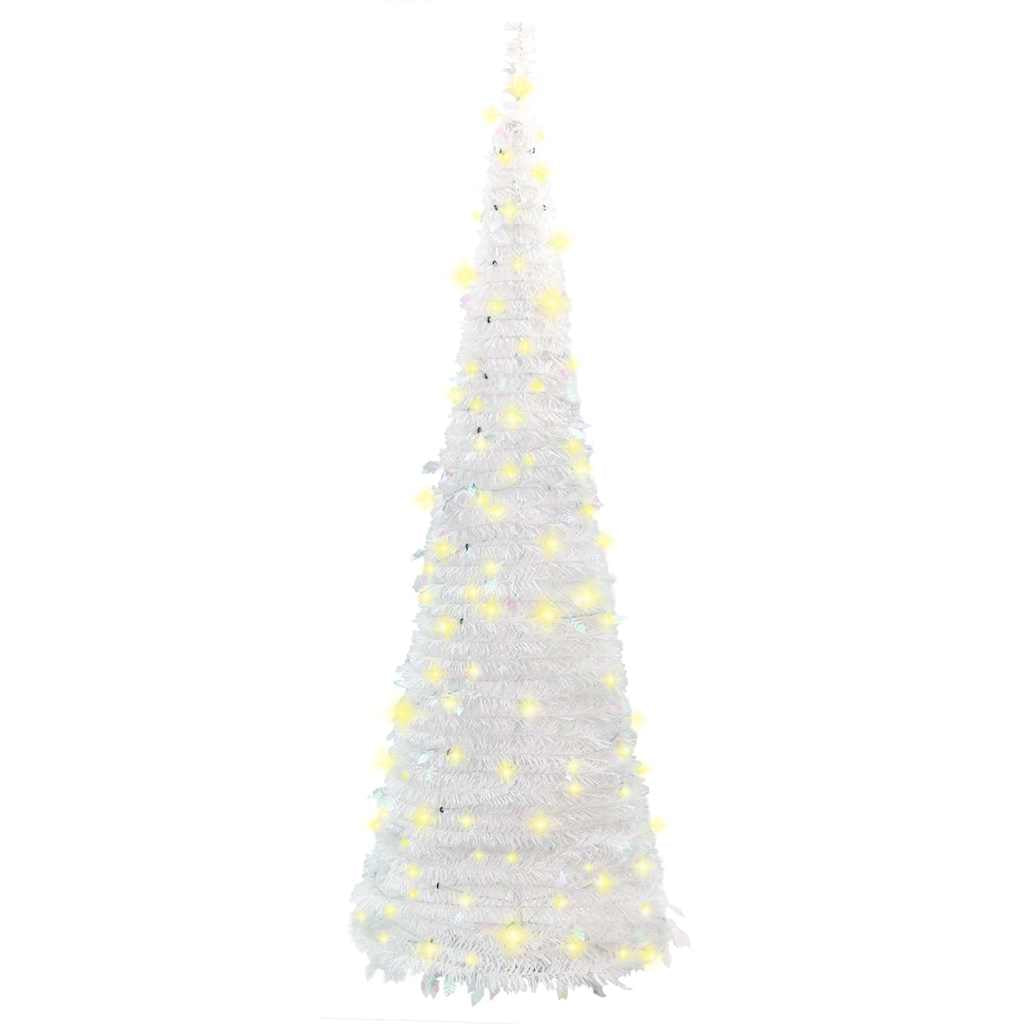 Vidaxl Árbol De Navidad Artificial Desplegable 200 Led Blanco 210 Cm_4