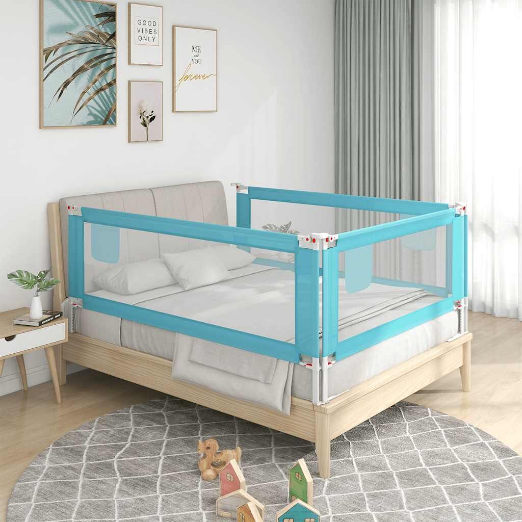 Vidaxl Barandilla De Seguridad Cama De Niño Azul Tela 150x25 Cm_1