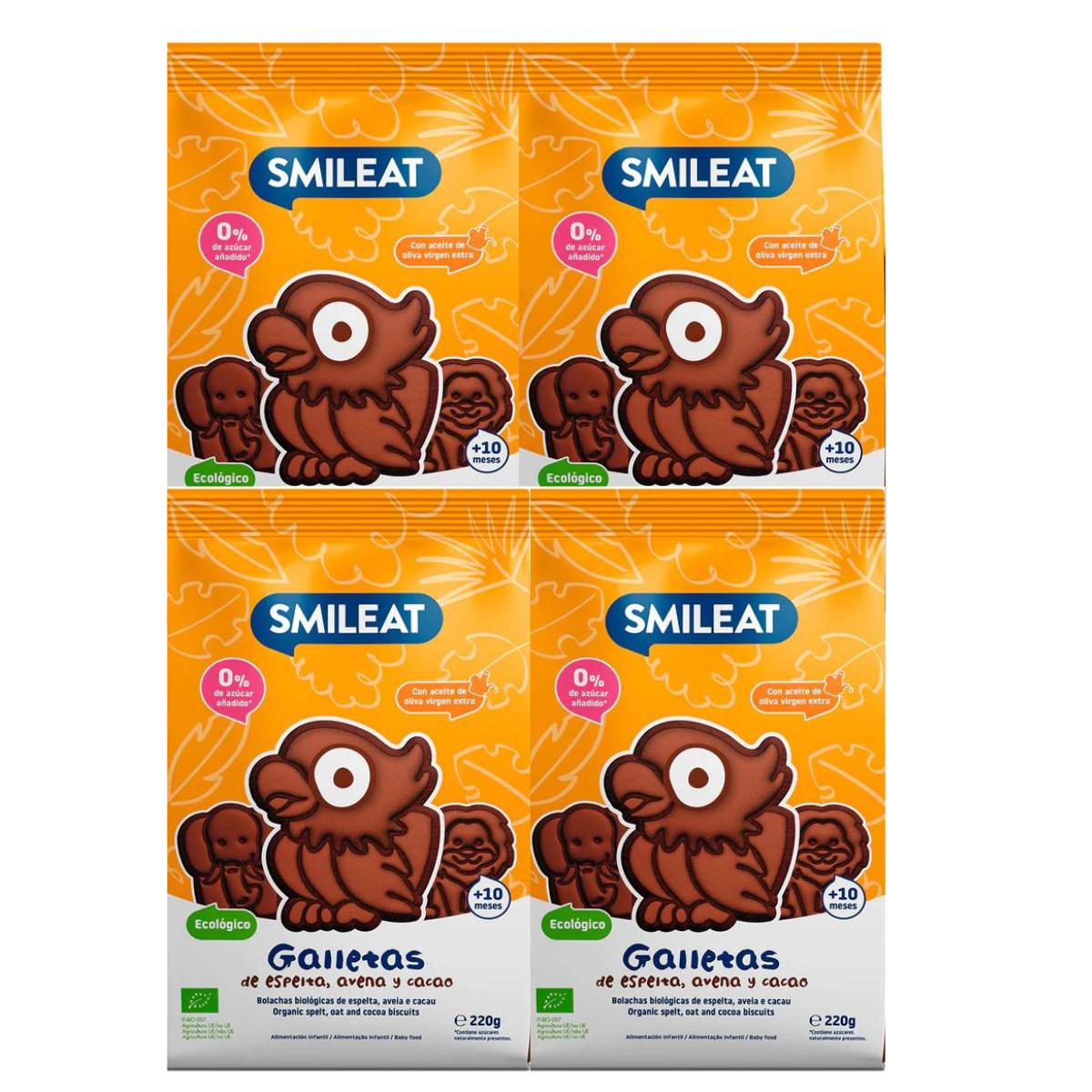 Pack 4 x Galleta espelta, avena y cacao ECO 220 g Smileat