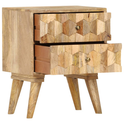 Mesita De Noche De Madera Maciza De Mango 40x30x50 Cm_1
