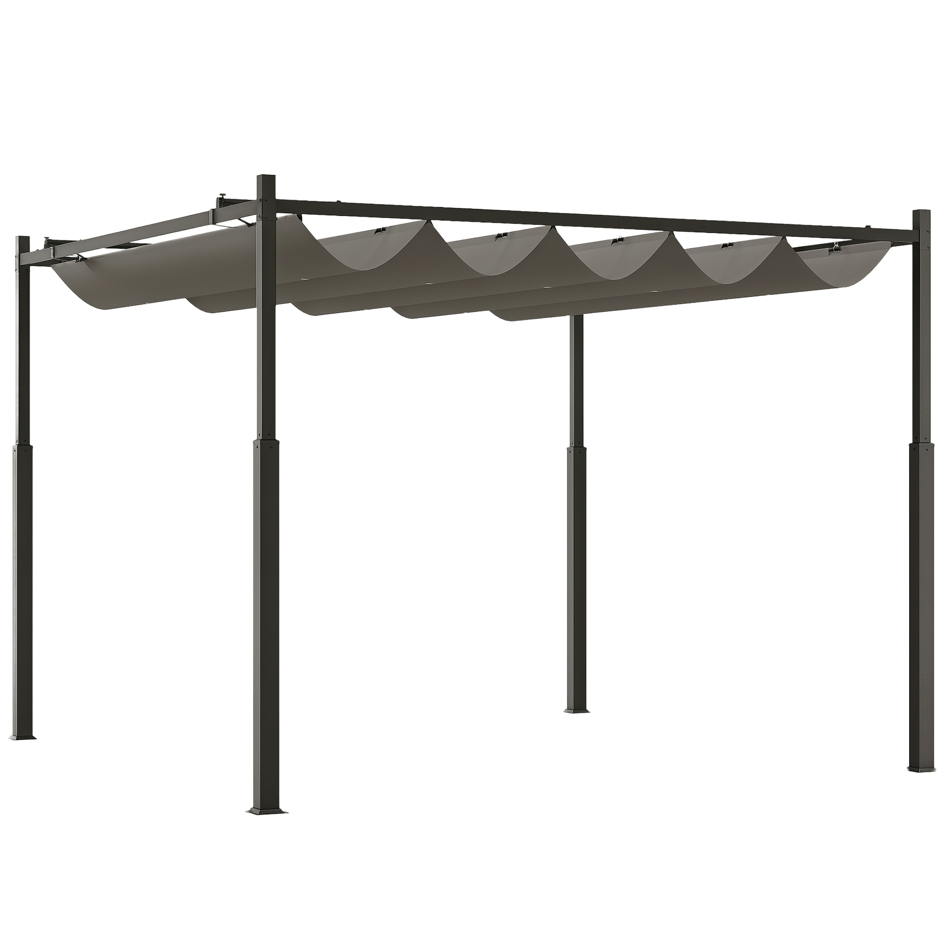 Outsunny Pérgola De Jardín 3x3 M Con Techo Retráctil Y Accesorio Magnético_0