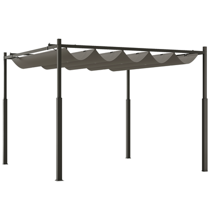 Outsunny Pérgola De Jardín 3x3 M Con Techo Retráctil Y Accesorio Magnético_0