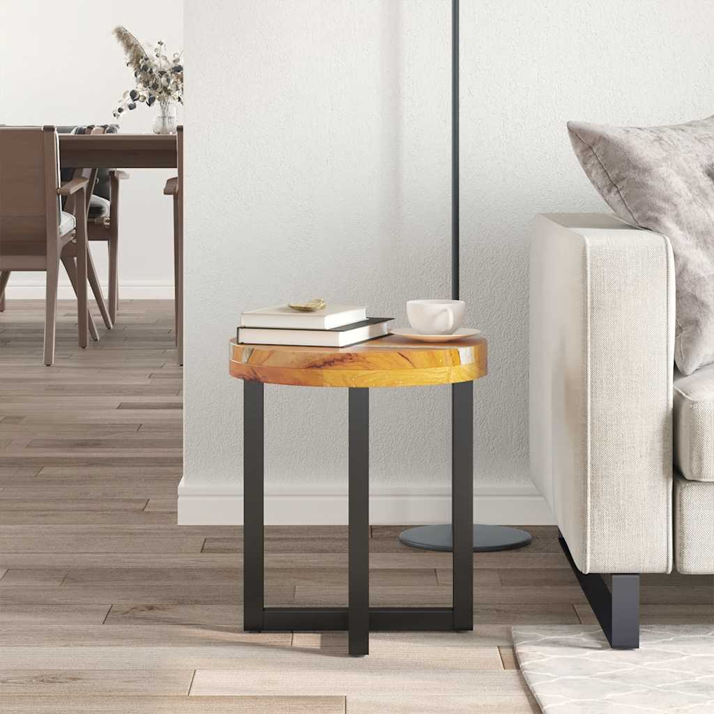Mesa De Centro De Madera Maciza De Teca Y Polirresina 40x45 Cm_1