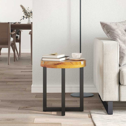 Mesa De Centro De Madera Maciza De Teca Y Polirresina 40x45 Cm_1