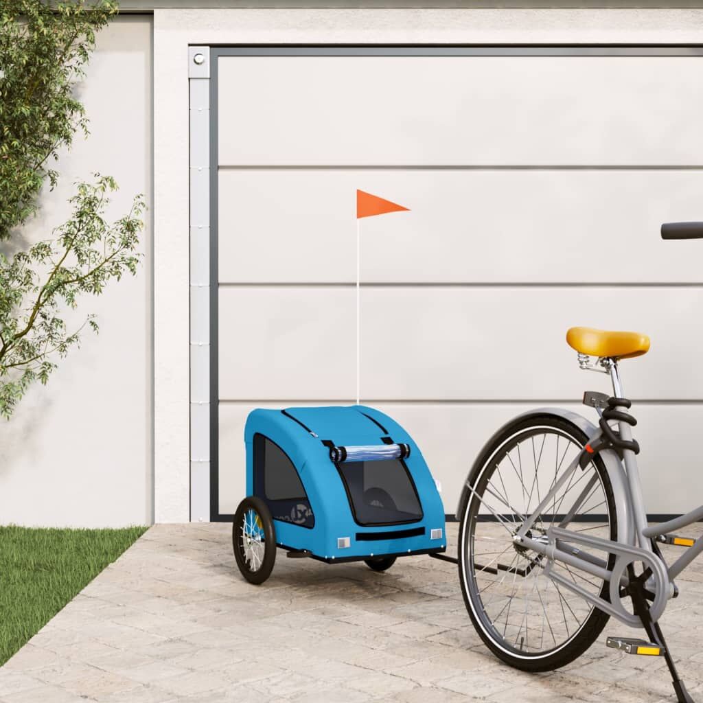Vidaxl Remolque De Bicicleta Mascotas Hierro Tela Oxford Azul_1